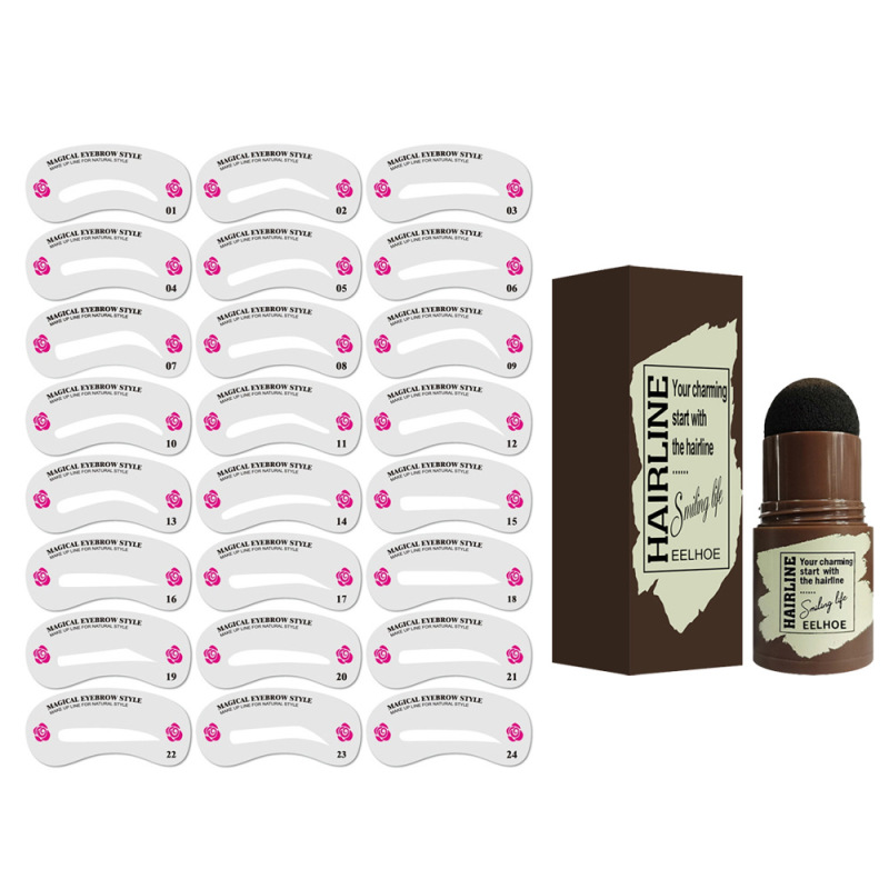 Custom Private label 3 Colors One Step Eyebrow Stamp Shaping Makeup Set Waterproof eyebrow powder