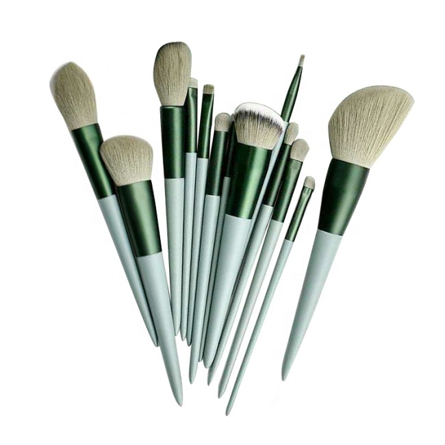 Wholesale 12 piece Professional Unique Green Makeup Brush Set
