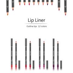Private Label Cosmetics 12 Color Makeup Outline Waterproof Lip Liner Pencil