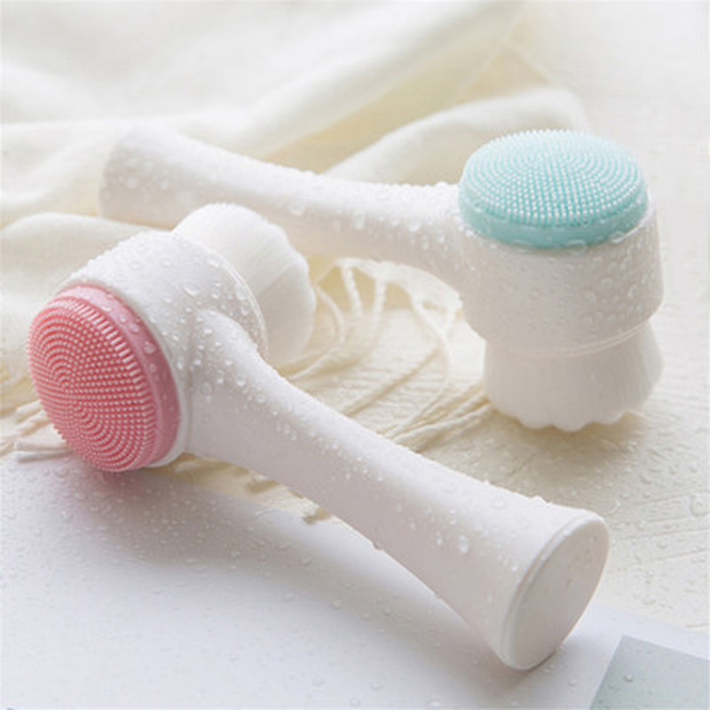 Double-side Manual Soft Silicone Cleaning Face Brush Facial Cleansing Brush