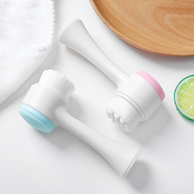 Double-side Manual Soft Silicone Cleaning Face Brush Facial Cleansing Brush
