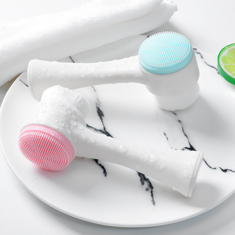 Double-side Manual Soft Silicone Cleaning Face Brush Facial Cleansing Brush