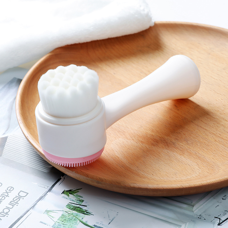 Double-side Manual Soft Silicone Cleaning Face Brush Facial Cleansing Brush
