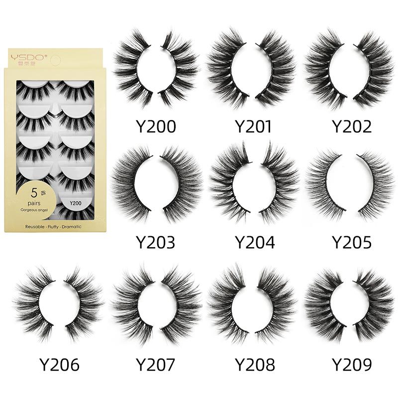 5 Pairs Lashes Private Label 3D faux mink full strip lashes Custom made full strip lashes