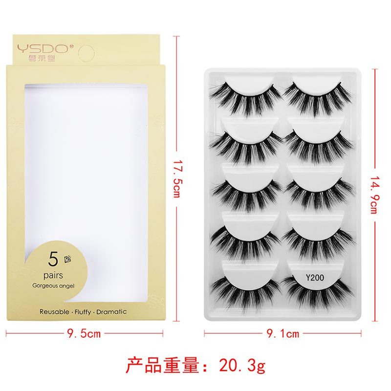 5 Pairs Lashes Private Label 3D faux mink full strip lashes Custom made full strip lashes