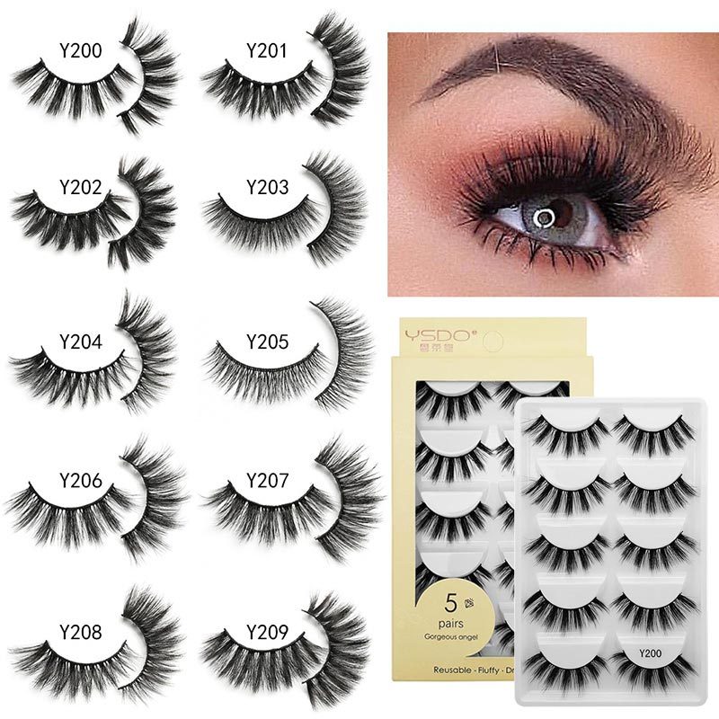 5 Pairs Lashes Private Label 3D faux mink full strip lashes Custom made full strip lashes