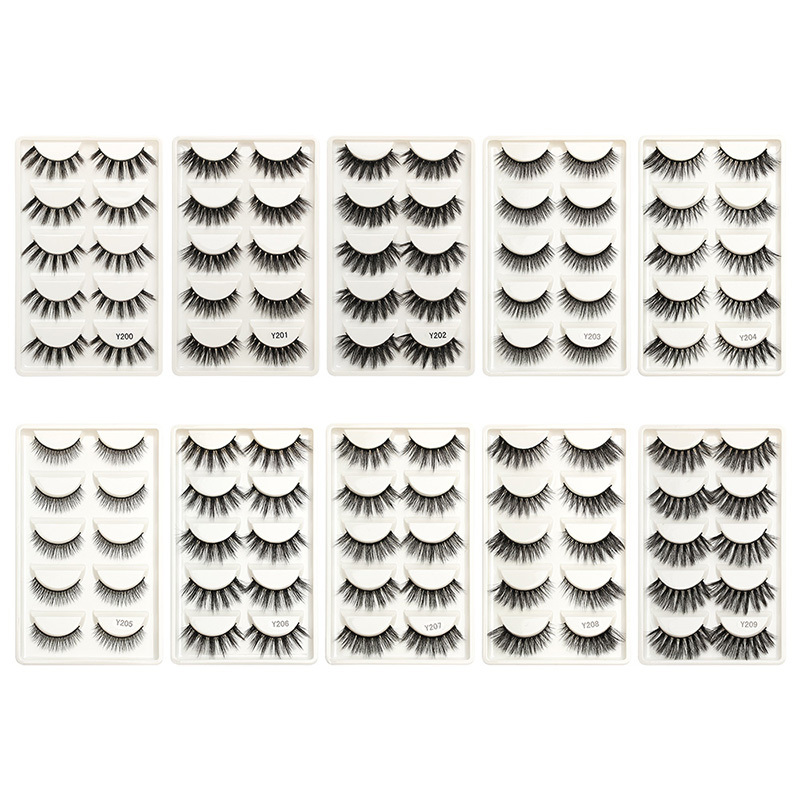 5 Pairs Lashes Private Label 3D faux mink full strip lashes Custom made full strip lashes
