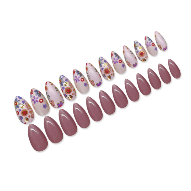 Wholesale 24 Pieces Long Ballerina Press On Nails Full Cover False Nails Colorful Ballerina Nails
