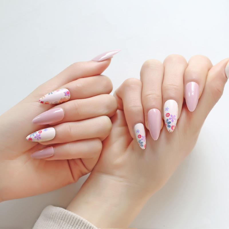 Wholesale 24 Pieces Long Ballerina Press On Nails Full Cover False Nails Colorful Ballerina Nails