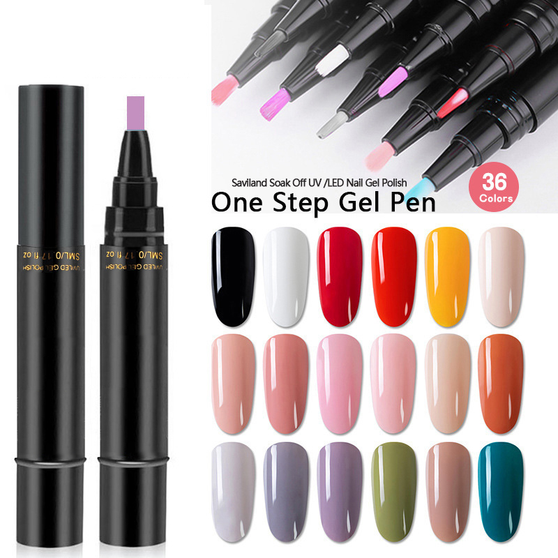 private label Nail Salon Nail Gel Pen Soak Off 3 in 1 UV Gel one step gel pen