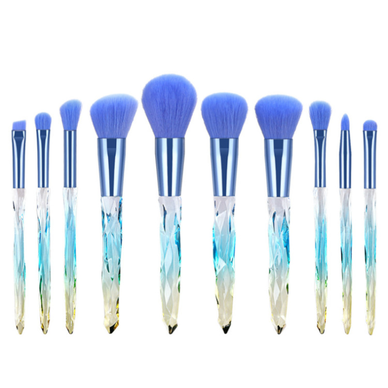 Personalized Synthetic 10 Pcs Private Label Unique High Quality Transparent Makeup Brushes