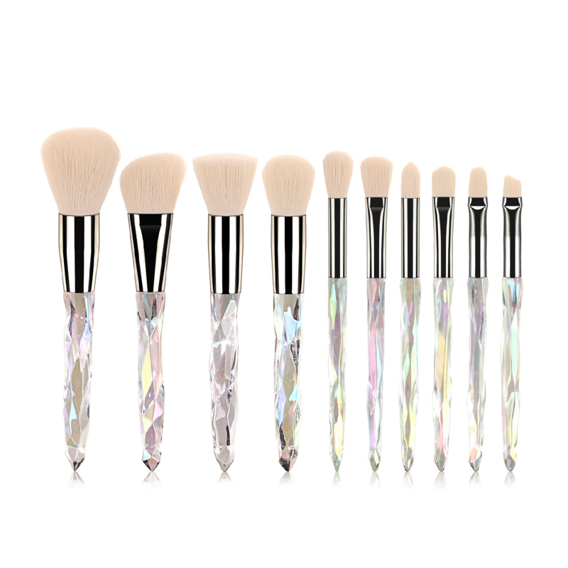 Personalized Synthetic 10 Pcs Private Label Unique High Quality Transparent Makeup Brushes