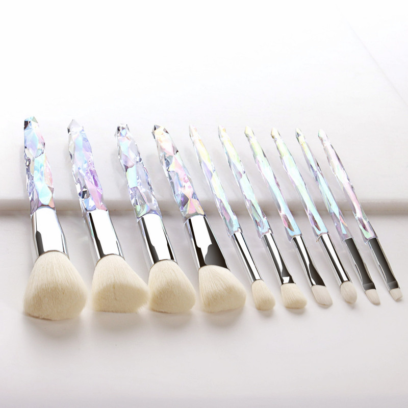 Personalized Synthetic 10 Pcs Private Label Unique High Quality Transparent Makeup Brushes