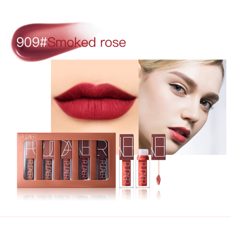 Custom Private Label 5 Colors Velvet Makeup Matte Long Lasting Matte Lip Gloss Set
