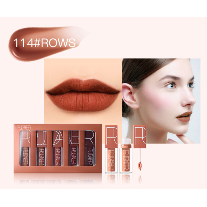 Custom Private Label 5 Colors Velvet Makeup Matte Long Lasting Matte Lip Gloss Set