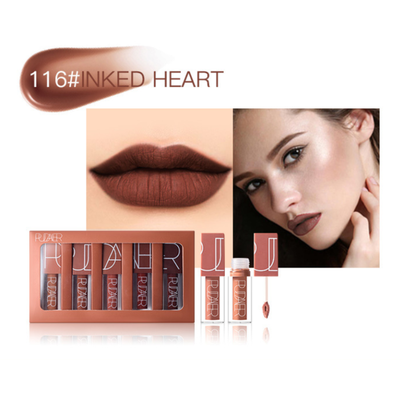 Custom Private Label 5 Colors Velvet Makeup Matte Long Lasting Matte Lip Gloss Set