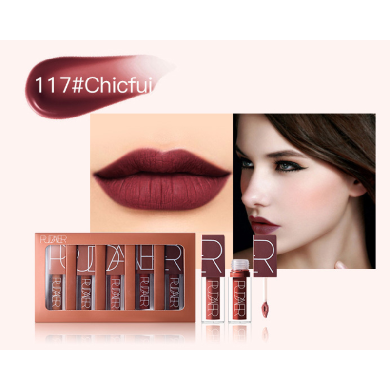 Custom Private Label 5 Colors Velvet Makeup Matte Long Lasting Matte Lip Gloss Set