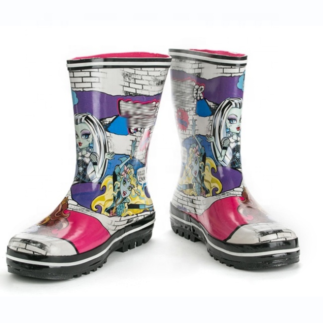 High Quality Women's Customized Rain Wellies Waterproof Rubber Rain Boots with Printing