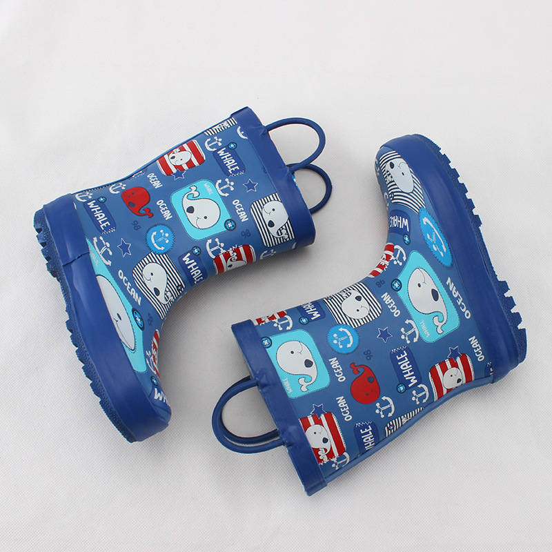 Wholesale Waterproof And Anti-slip Toddler Kids Wellies Rain Boots Rubber Rain Boots with Handle