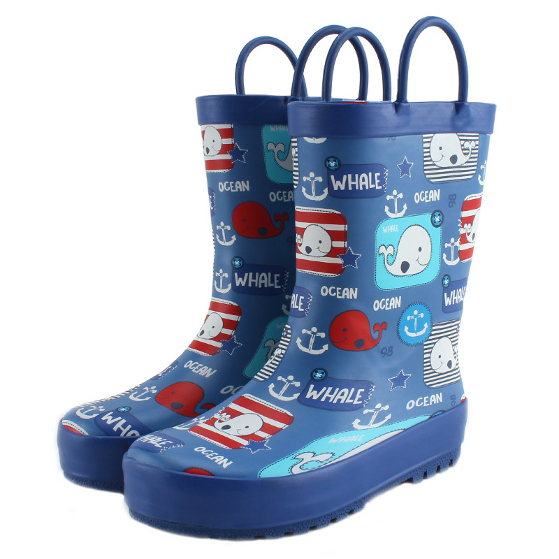Wholesale Waterproof And Anti-slip Toddler Kids Wellies Rain Boots Rubber Rain Boots with Handle