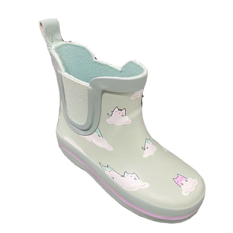 Fashion Design Kids Rain Boots Waterproof Portable Rubber Rain Boots Skid-proof Wellies With Prints