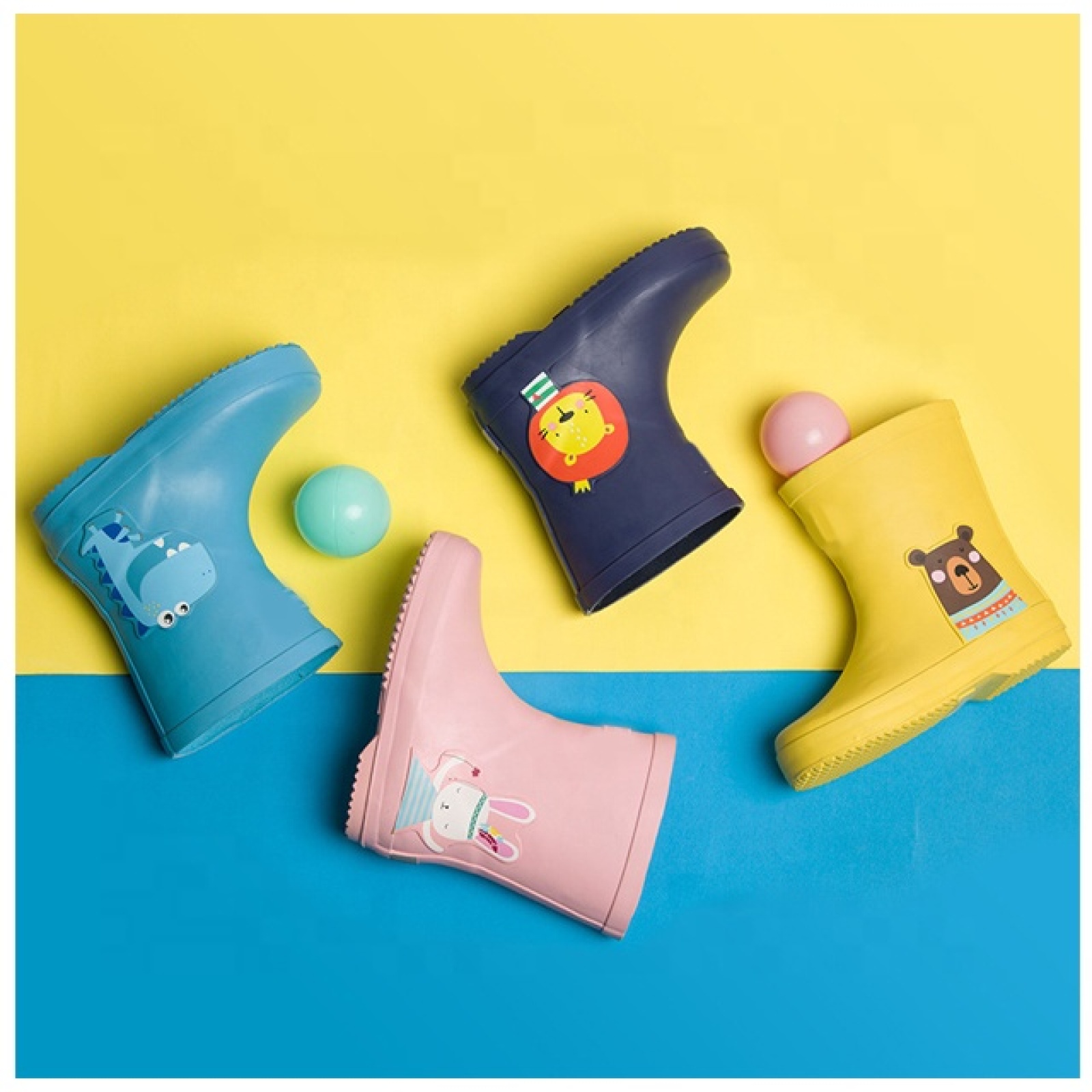 Hot Sale Kids Wellies Waterproof Outdoor Gumboots Children Rubber Rain Boots