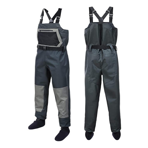 Mens Bootfoot Breathable Chest Waders 3-layer Waterproof Fishing Waders with Boots