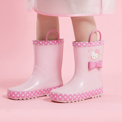 Cute Hello Kitty Toddler Natural Rubber Boots Rain Wellies in Pink for Children