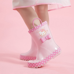 Cute Hello Kitty Toddler Natural Rubber Boots Rain Wellies in Pink for Children