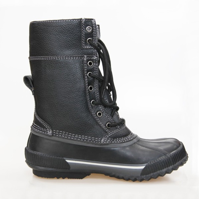 Mens Leather Half Winter Boots With Rubber Sole