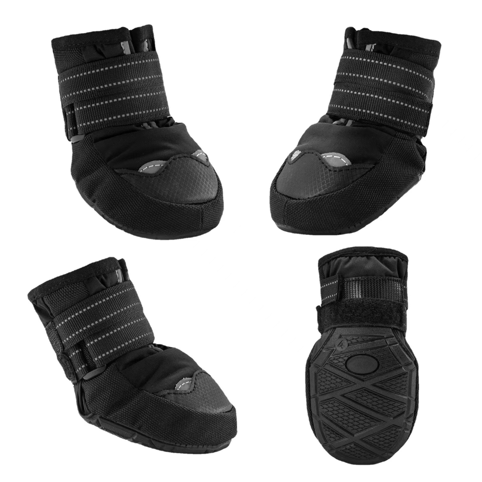 Black Waterproof Dog Boots Breathable Pet Shoes Anti-slip Comfortable Shoes For Big Middle Dogs Indoor And Outdoor Shoes