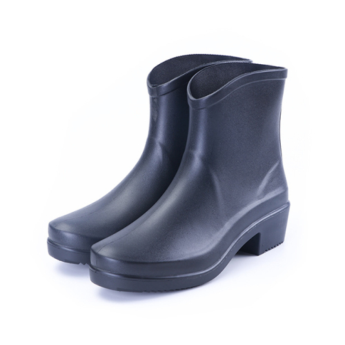 Fashion Short Tube High-heeled Rain Boots Women's Adult  Anti-skid Waterproof PVC Boots