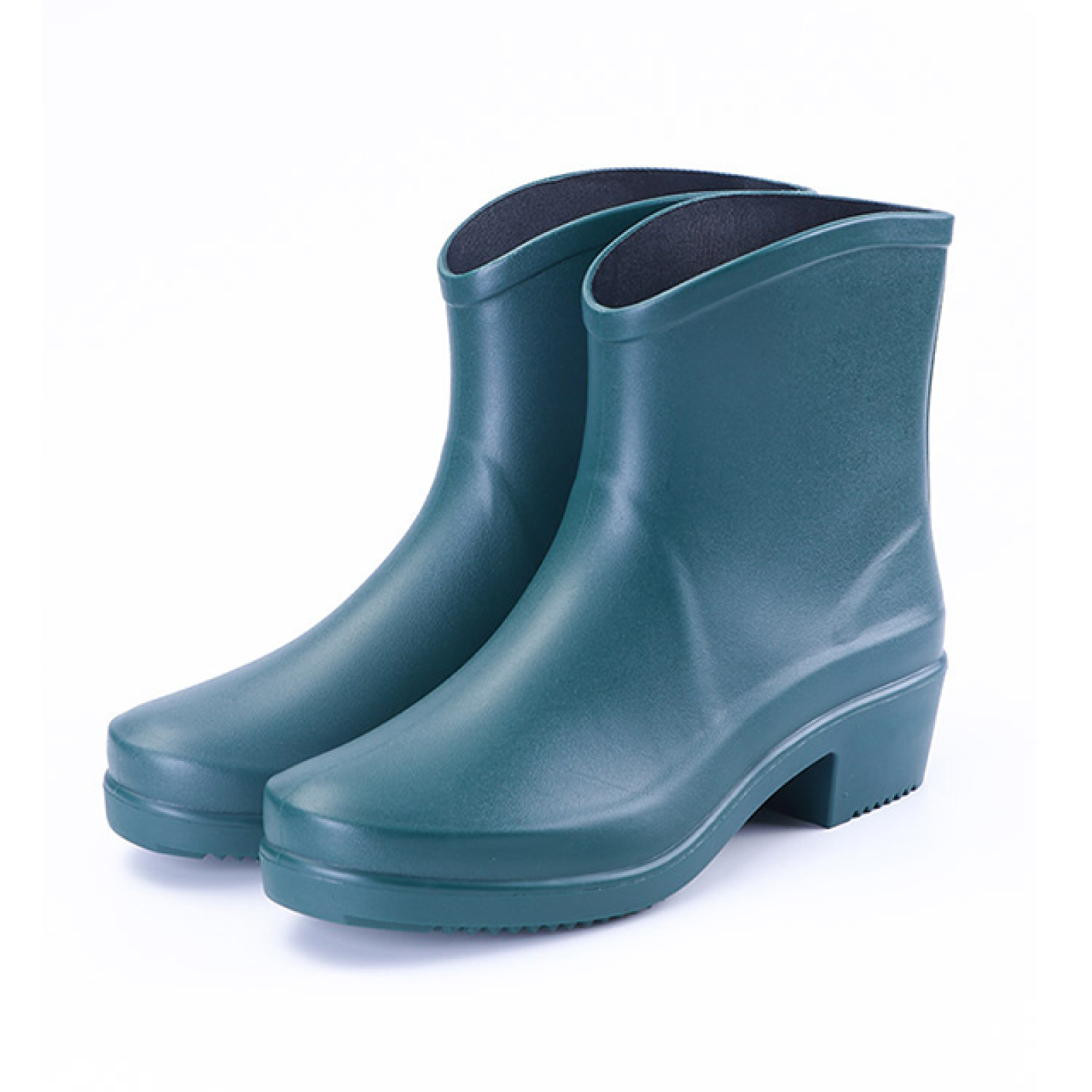 Fashion Short Tube High-heeled Rain Boots Women's Adult  Anti-skid Waterproof PVC Boots