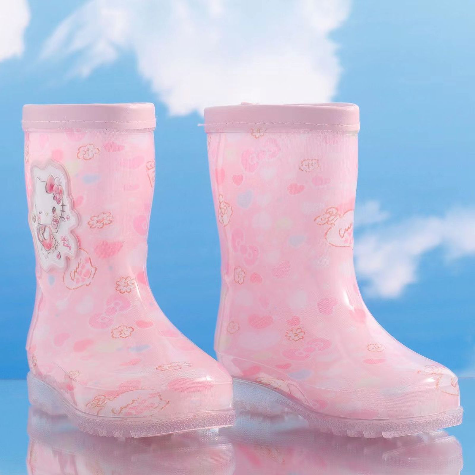 Fashion Lightweight Children Customized Gumboots PVC Kids Rain Boots with Printing