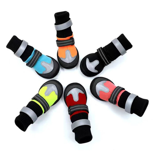 Pet Outdoor Breathable Rubber Dog Shoes Fashion Color Waterproof Reflective Boots for Dog
