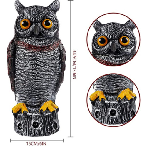 Customized  Horned Owl Bird Deterrents with Yellow Claws Outdoor Garden Realistic Plastic Owl Bird Scarecrow Decoy Wholesale