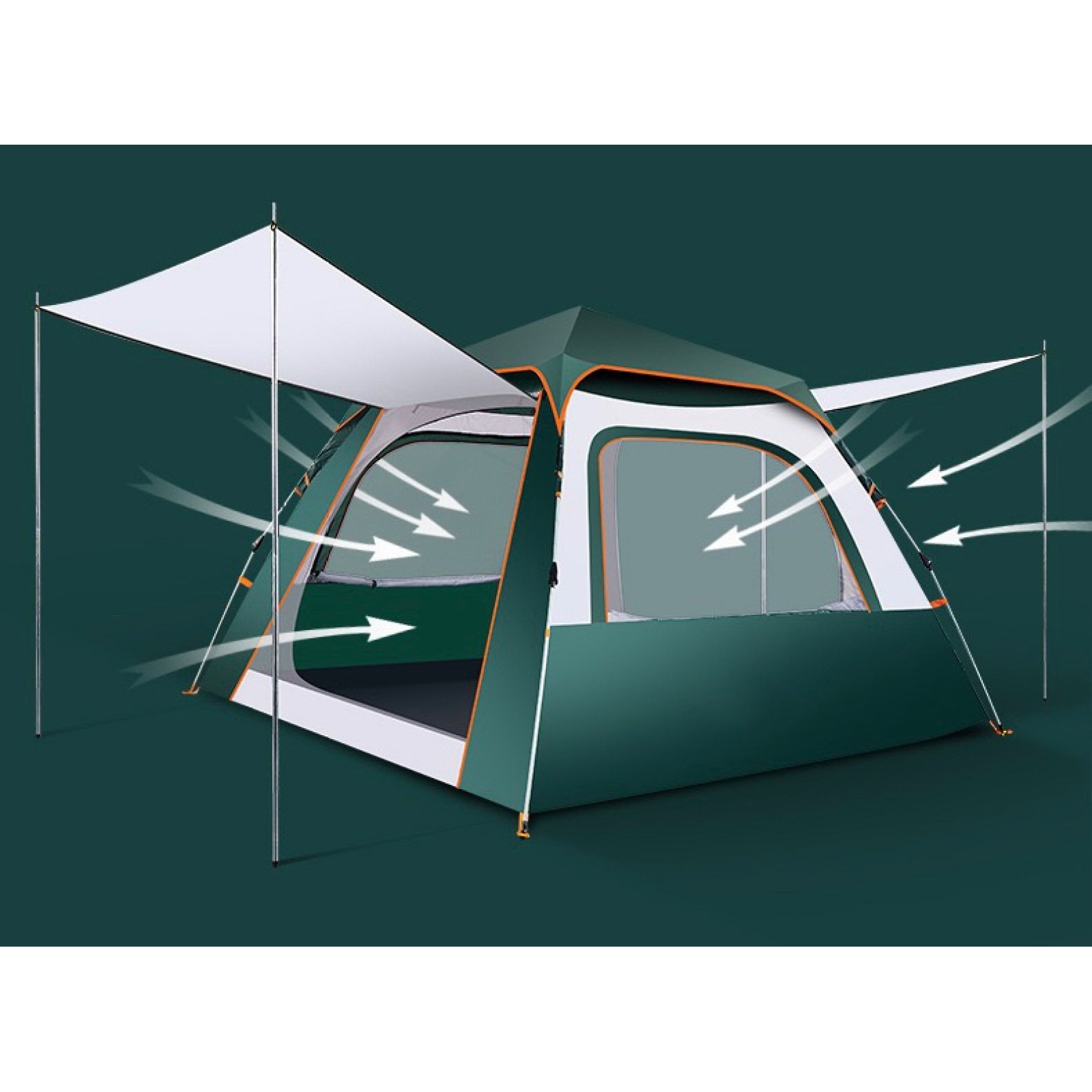 3-4 Person Outdoor Quick Automatic Opening Waterproof Camping Tent