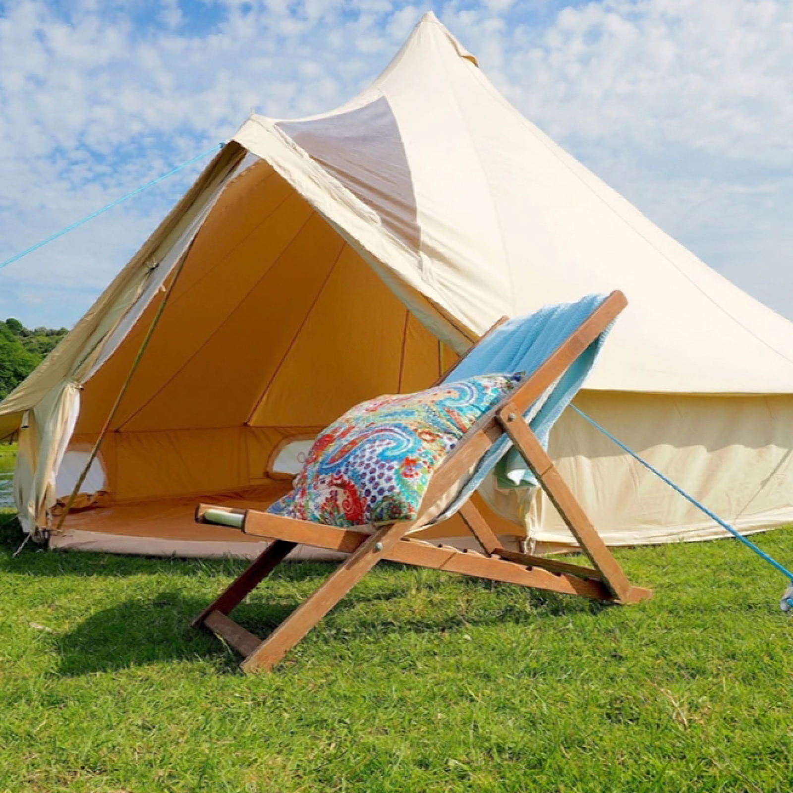5M Glamping Luxury Cotton Canvas Bell Tent with fire retardant mildew resistant