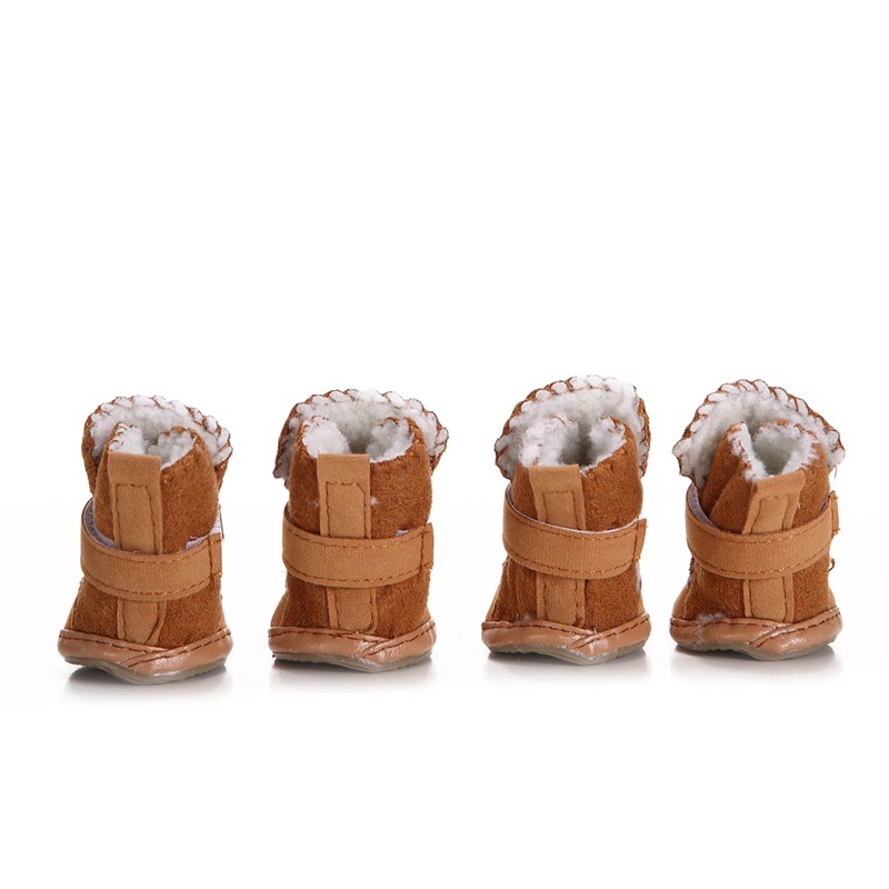 Wholesale Lightweight Pet Shoes Deerskin Fleece Dog Boots Non-slip Dog Shoes Out Walking Shoes