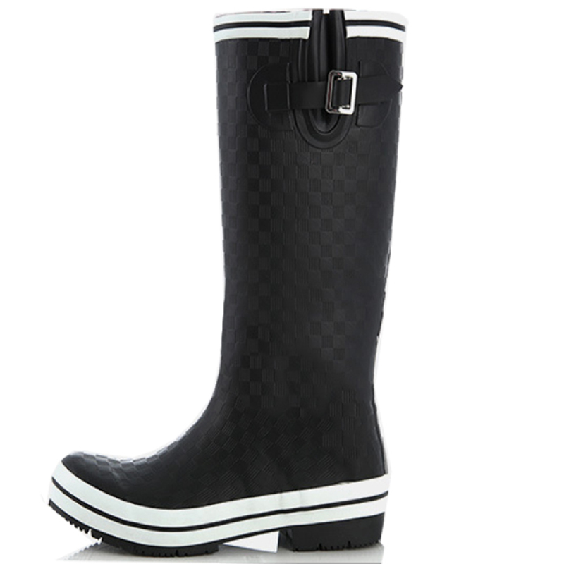 2021 High-quality  Waterproof Ladies Rubber Boots Women Long Rain Wellies in Black