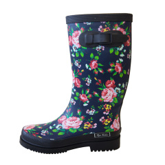 Women's Flower Printed Sexy Rubber Rain Boots High Cut Wellington Boots For Ladies