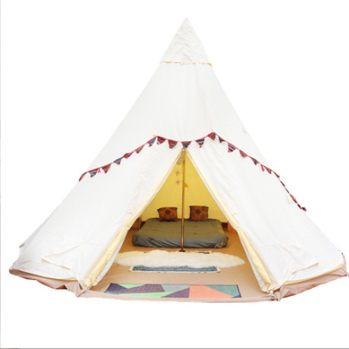 Customized Waterproof Indian Tipi Tent Multiplayer Outdoor Glamping Oxford Pyramid Bell Tent Wholesale Cotton Canvas Teepee Tent