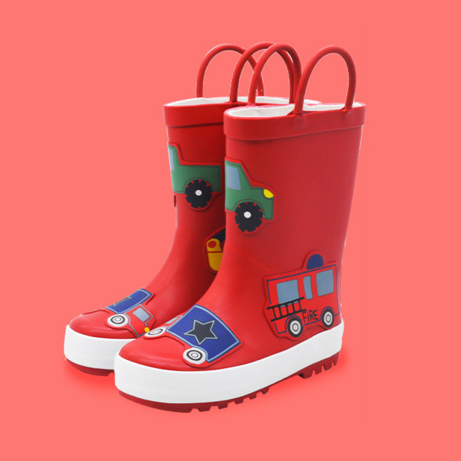 Hot Sale Kids Rain Boots with Portable Handle Rubber Boots for Children