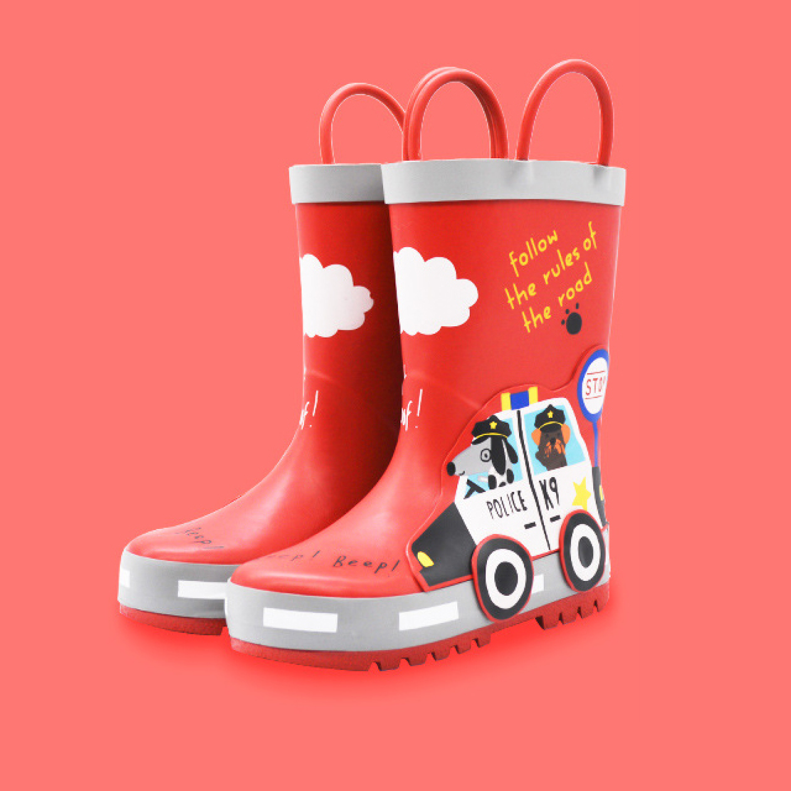 Hot Sale Kids Rain Boots with Portable Handle Rubber Boots for Children