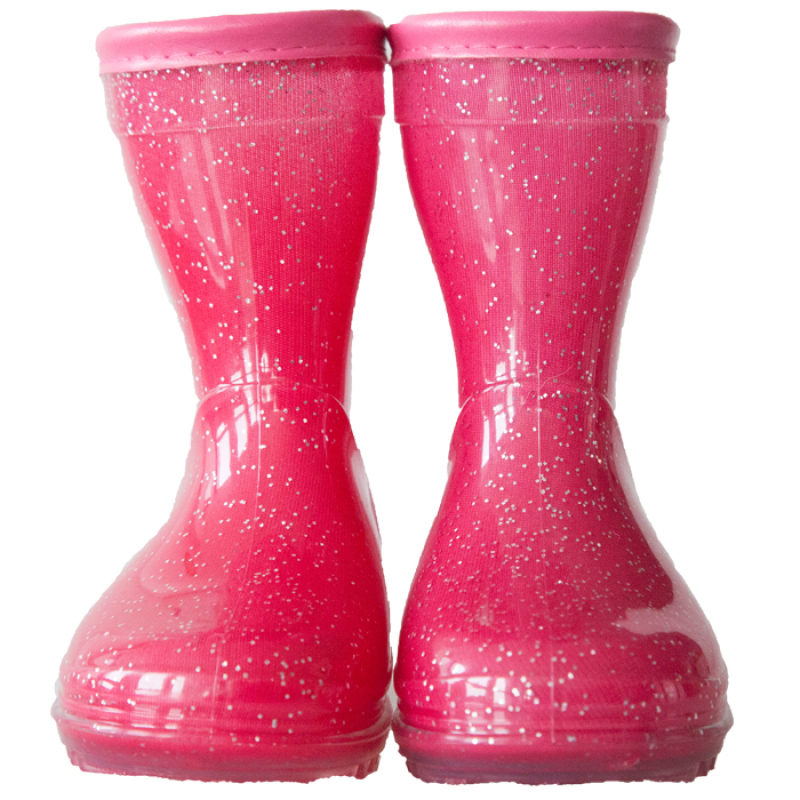 Girls Pink PVC Glitter PVC Rain Boots