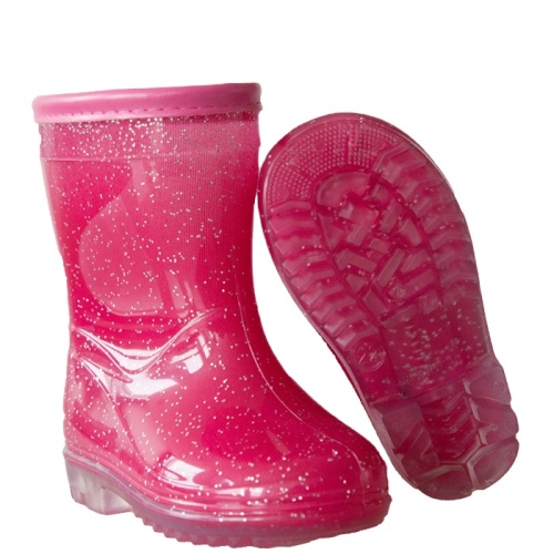 Girls Pink PVC Glitter PVC Rain Boots