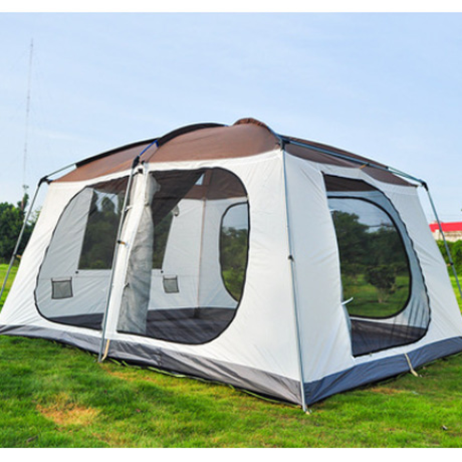 Customized Fashionable 8 Person Waterproof Two Rooms Camping Tent Family Traveling Large Space Field Outdoor Tent Wholesale
