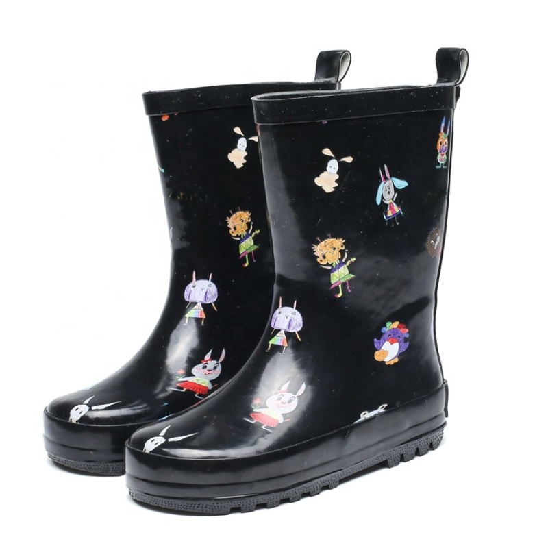 Customized Waterproof Wellies Gumboots Kids Rubber Rain Boots with Printing