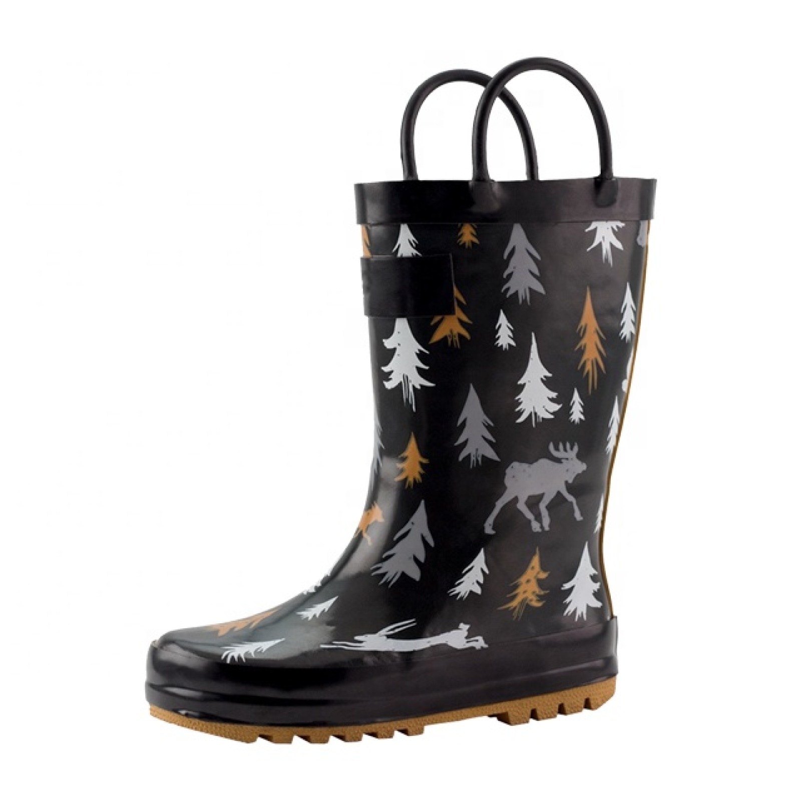 Wholesale Loop Handle Rubber Rain Boot Cute Cartoon Printed  Kids Rain Boots