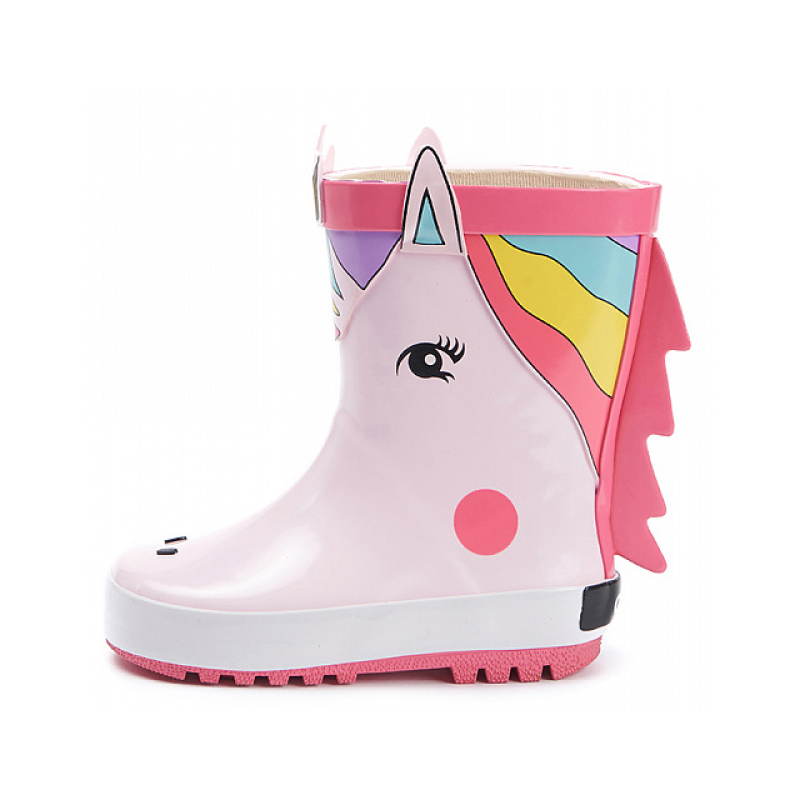 High-quality Custom Rain Boots Kids Waterproof Cute Anti-slip Pink  Printing 3D  Rubber Baby Rain Boots